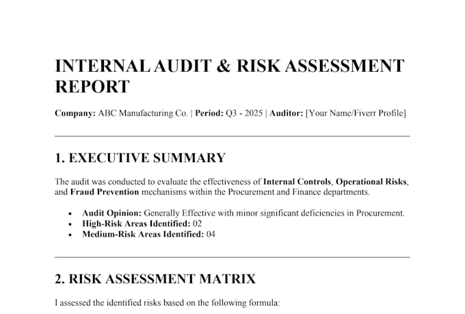 perform internal audit and internal control review
